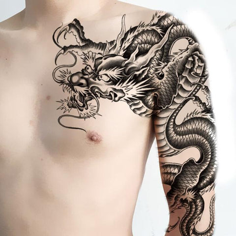 Chinese Dragon Temporary Tattoo (Chest) | Autumn Dragon
