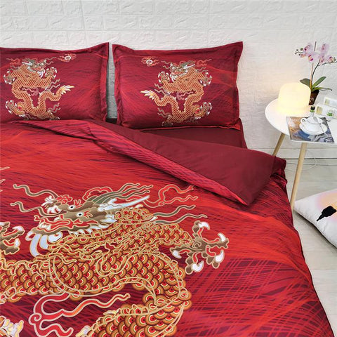 Red Chinese Dragon Bedding | Autumn Dragon