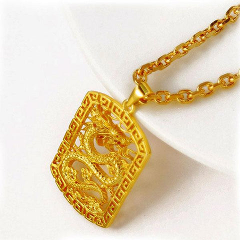 Dragon Gold Necklace Rectangle | Autumn Dragon