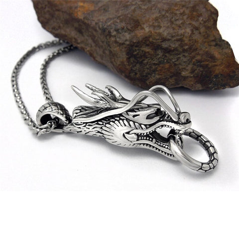 Steel Dragon Head Necklace | Autumn Dragon