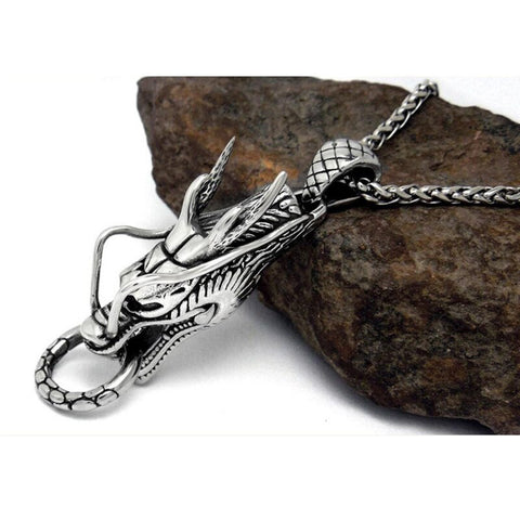 Steel Dragon Head Necklace | Autumn Dragon